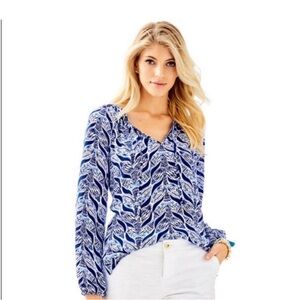 Lilly Pulitzer Willa Top A Mermaid Tale Tail Tunic Blue Mermaid